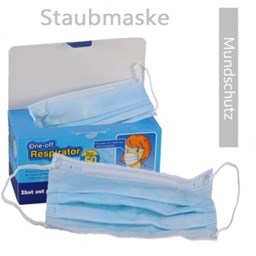 Zeige Details für Mundschutz - Staubmaske - 50 Stück - blau Bild von Mundschutz - Staubmaske - 50 Stück - blau